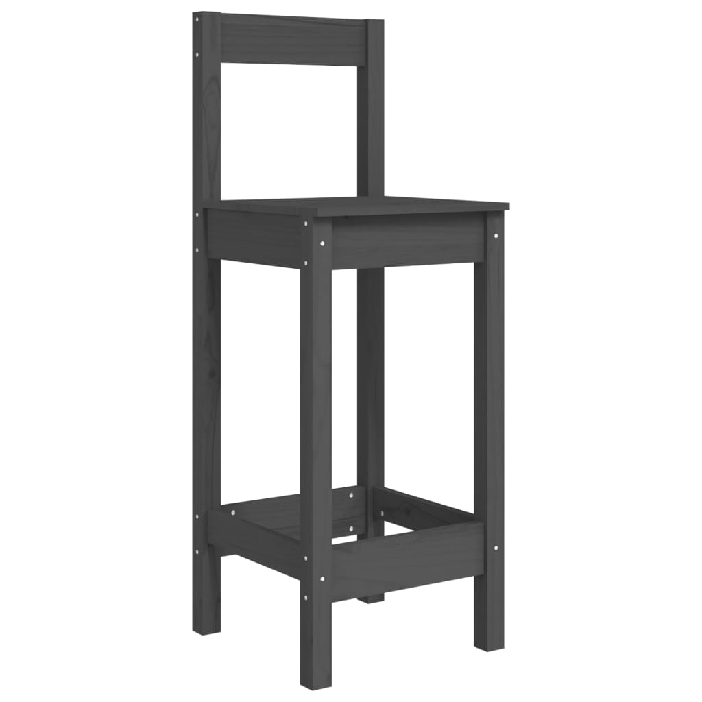 Baarituolit 2 kpl harmaa 40x41,5x112 cm täysi mänty - Sisustajankoti.fi