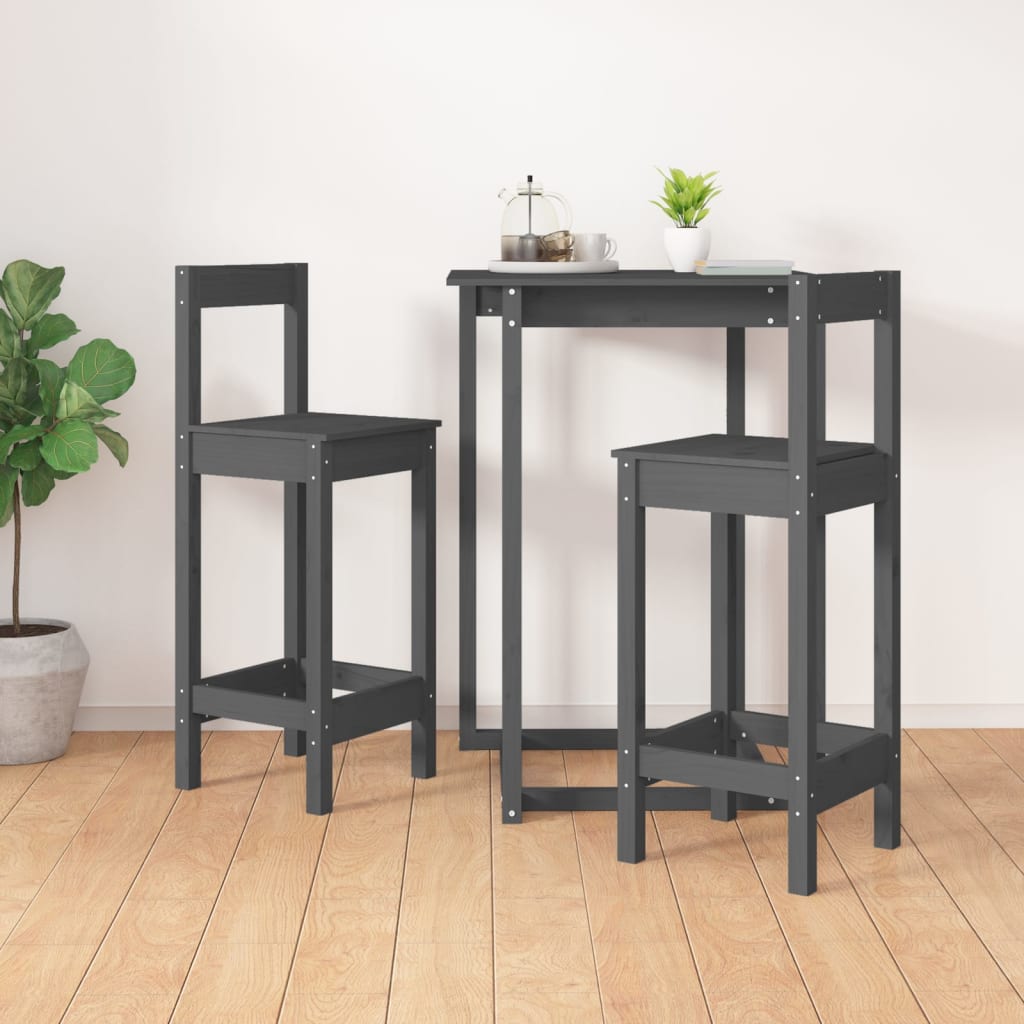 Baarituolit 2 kpl harmaa 40x41,5x112 cm täysi mänty - Sisustajankoti.fi