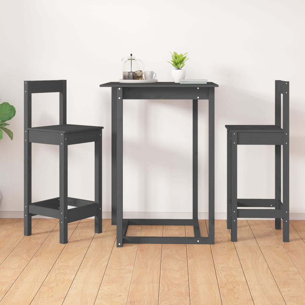 Baarituolit 2 kpl harmaa 40x41,5x112 cm täysi mänty - Sisustajankoti.fi