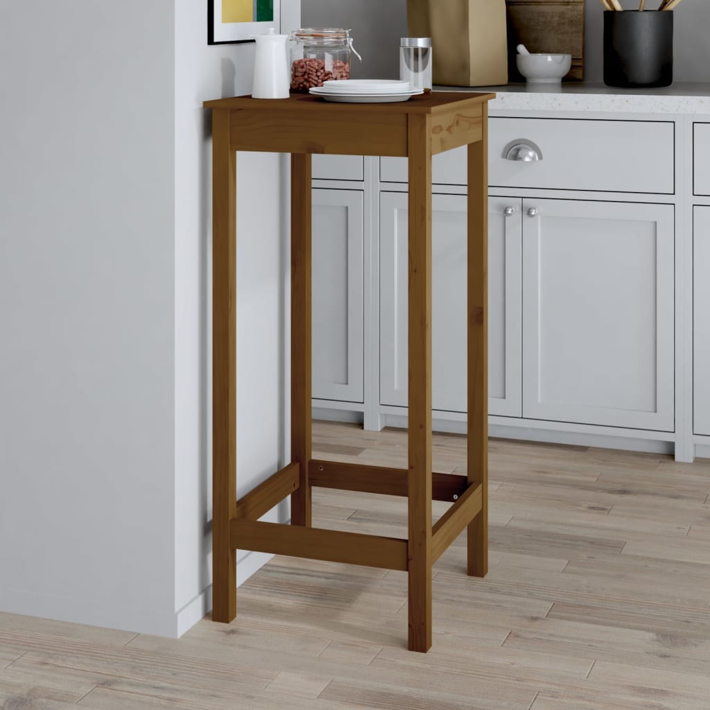 Baaripöytä hunajanruskea 50x50x110 cm täysi mänty - Sisustajankoti.fi