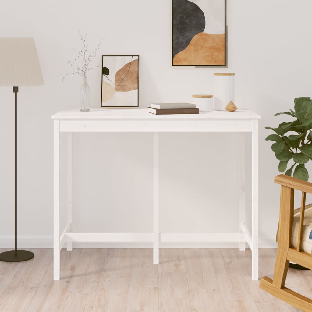 Baaripöytä valkoinen 140x80x110 cm täysi mänty - Sisustajankoti.fi