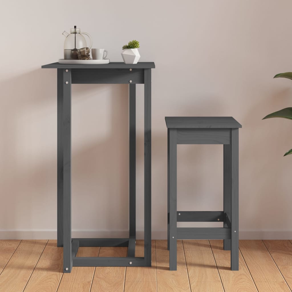 Baaripöytä harmaa 60x60x110 cm täysi mänty - Sisustajankoti.fi