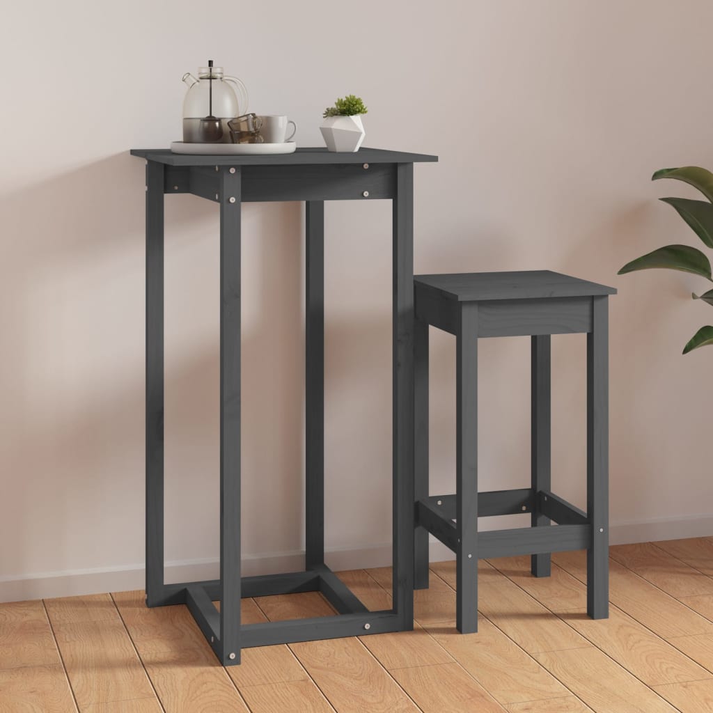 Baaripöytä harmaa 60x60x110 cm täysi mänty - Sisustajankoti.fi