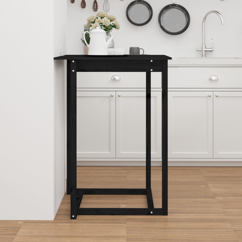 Baaripöytä musta 80x80x110 cm täysi mänty - Sisustajankoti.fi