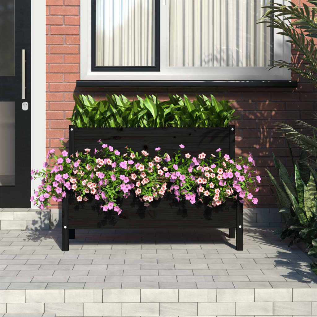 Kukkalaatikko musta 110x84x75 cm täysi mänty - Sisustajankoti.fi