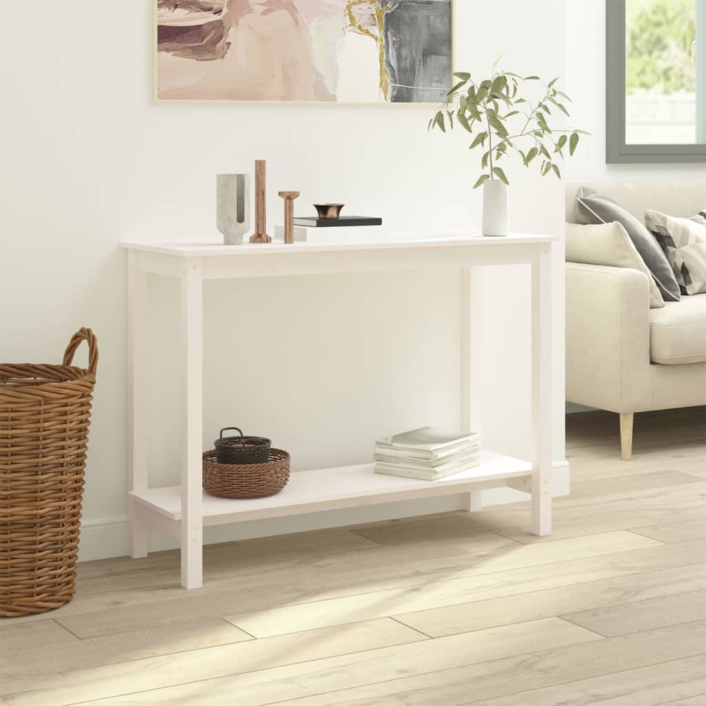 Konsolipöytä valkoinen 110x40x80 cm täysi mänty - Sisustajankoti.fi