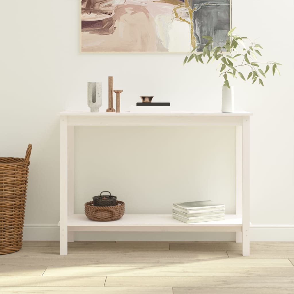 Konsolipöytä valkoinen 110x40x80 cm täysi mänty - Sisustajankoti.fi