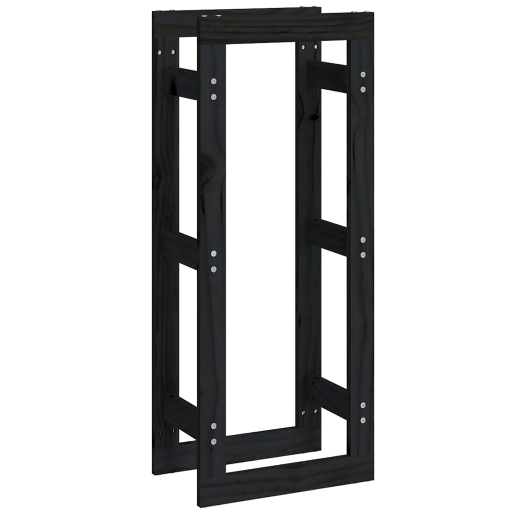 Polttopuuteline musta 41x25x100 cm täysi mänty - Sisustajankoti.fi