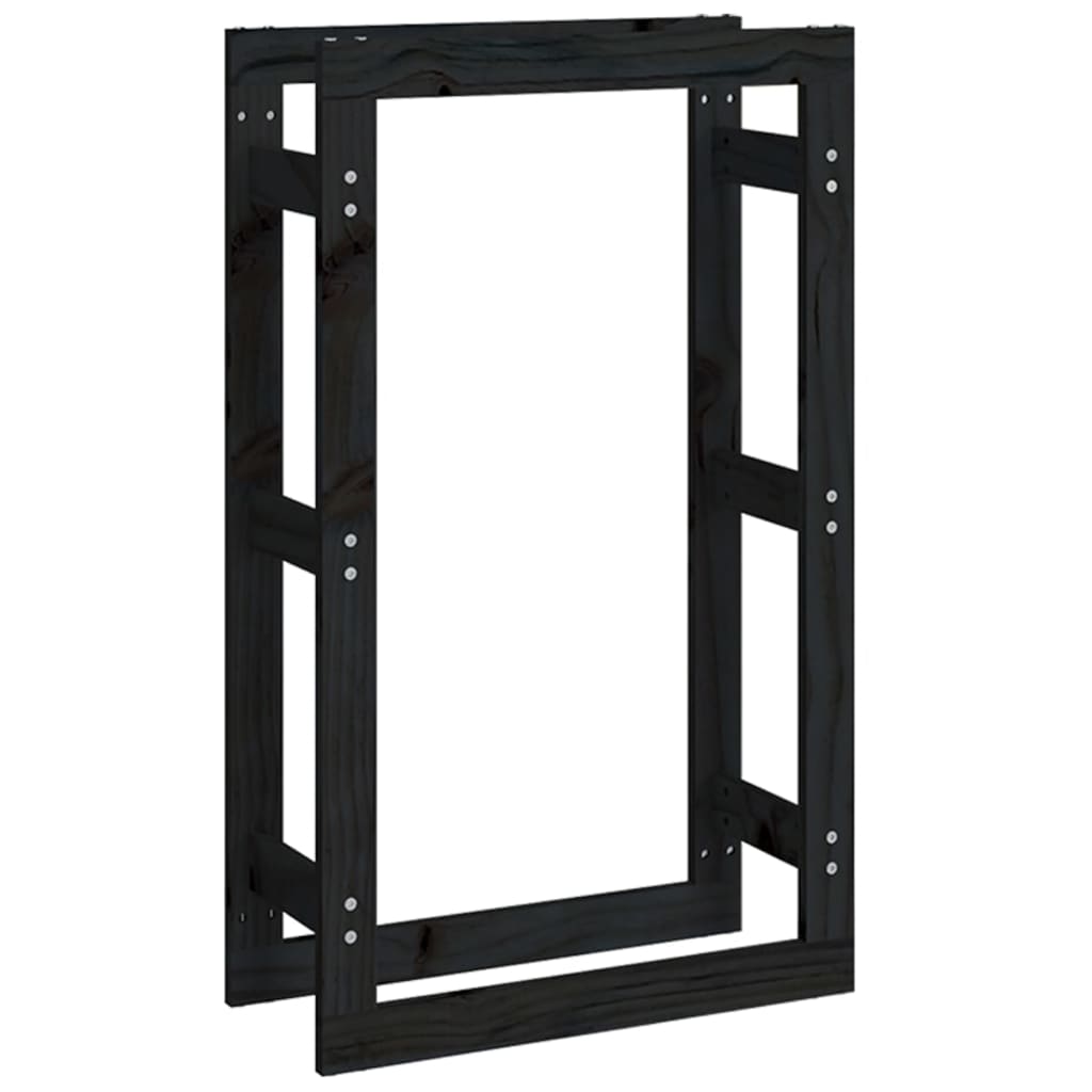 Polttopuuteline musta 60x25x100 cm täysi mänty - Sisustajankoti.fi