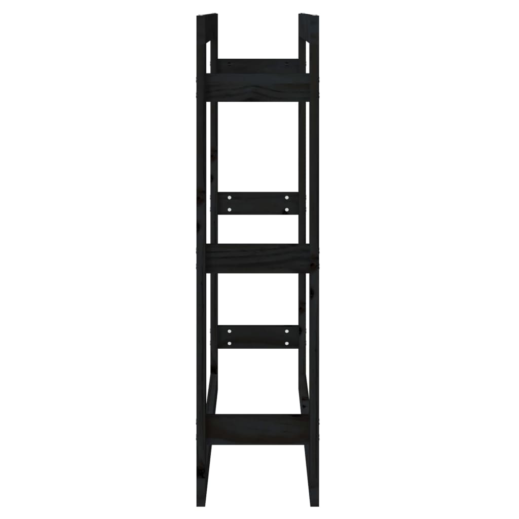 Polttopuuteline musta 80x25x100 cm täysi mänty - Sisustajankoti.fi