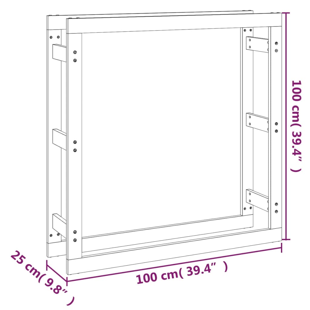 Polttopuuteline harmaa 100x25x100 cm täysi mänty - Sisustajankoti.fi