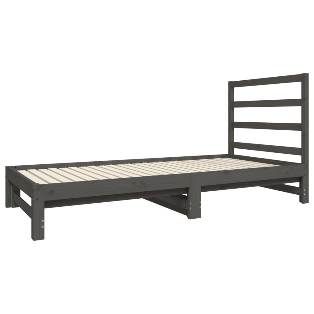 Sohvasänky ulosvedettävä harmaa 2x (90x190) cm täysi mänty - Sisustajankoti.fi