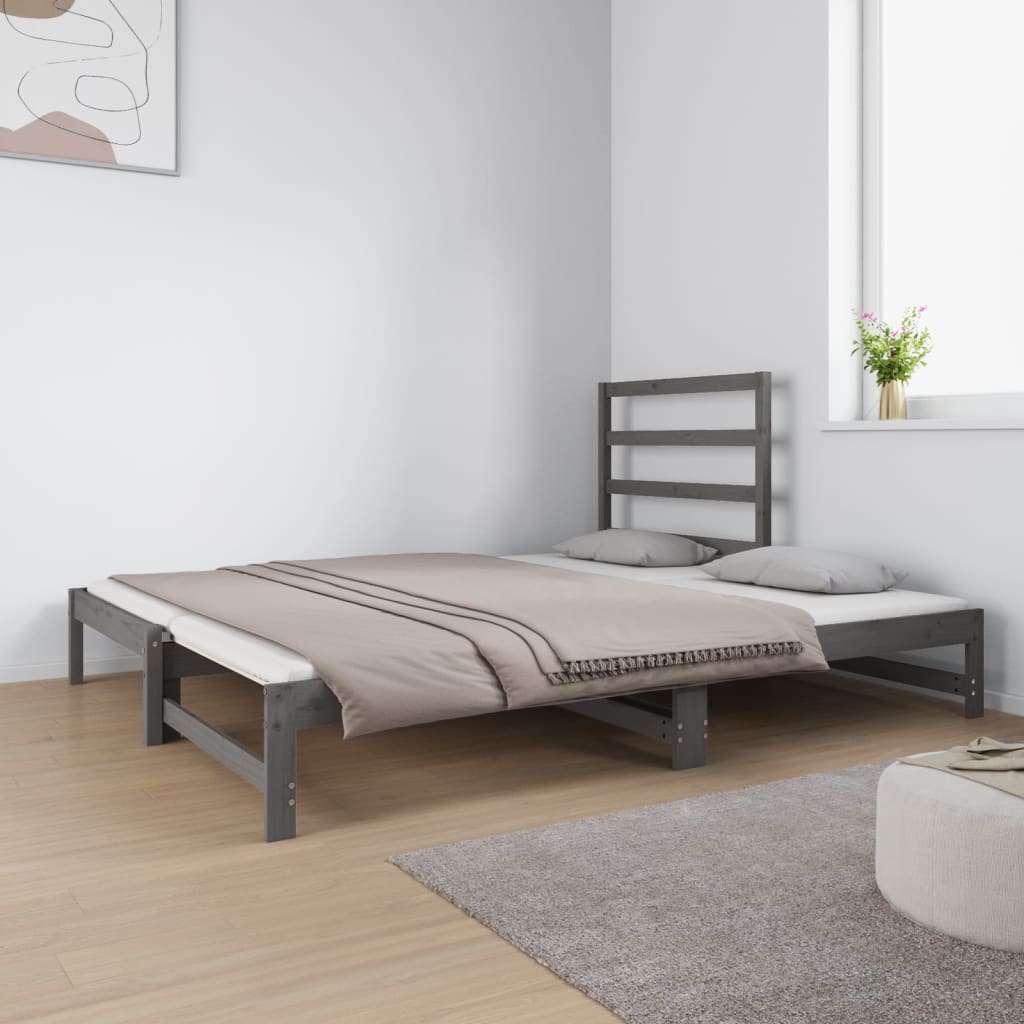 Sohvasänky ulosvedettävä harmaa 2x (90x190) cm täysi mänty - Sisustajankoti.fi