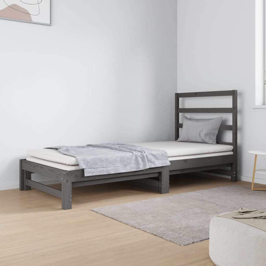 Sohvasänky ulosvedettävä harmaa 2x (90x190) cm täysi mänty - Sisustajankoti.fi