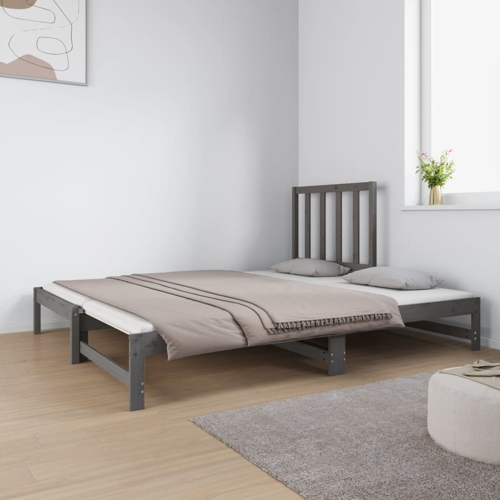 Sohvasänky ulosvedettävä harmaa 2x (90x190) cm täysi mänty - Sisustajankoti.fi