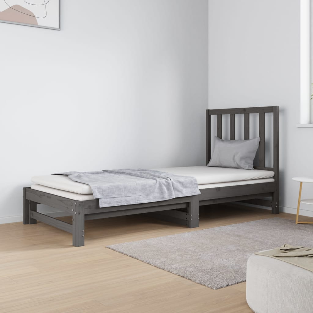 Sohvasänky ulosvedettävä harmaa 2x (90x190) cm täysi mänty - Sisustajankoti.fi