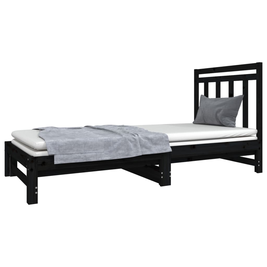 Sohvasänky ulosvedettävä musta 2x (90x190) cm täysi mänty - Sisustajankoti.fi