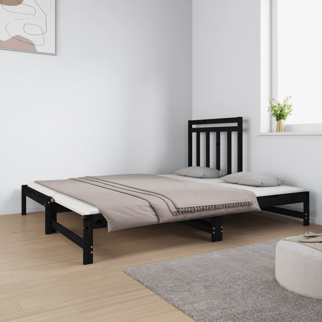 Sohvasänky ulosvedettävä musta 2x (90x190) cm täysi mänty - Sisustajankoti.fi