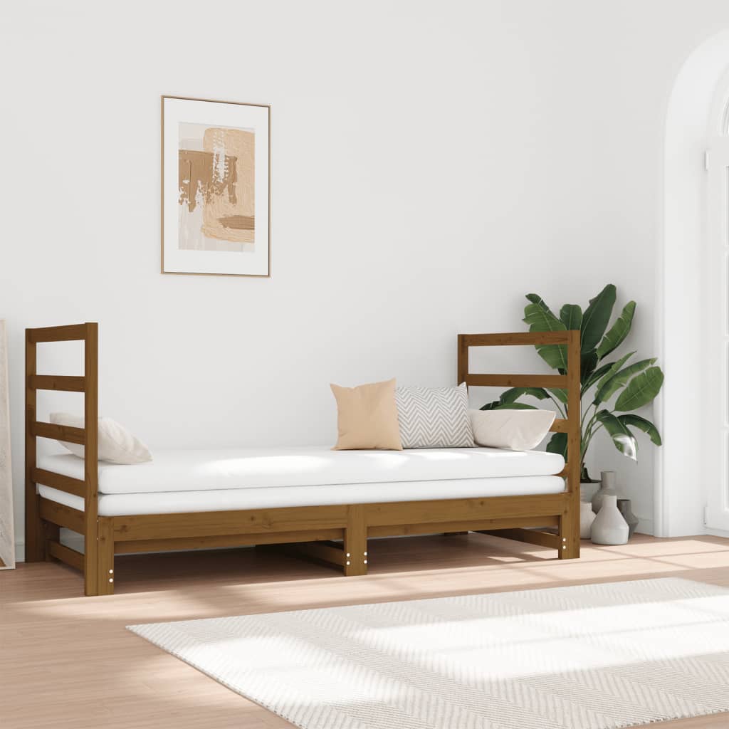 Sohvasänky ulosvedettävä hunajanrusk. 2x(90x190) cm täysi mänty - Sisustajankoti.fi