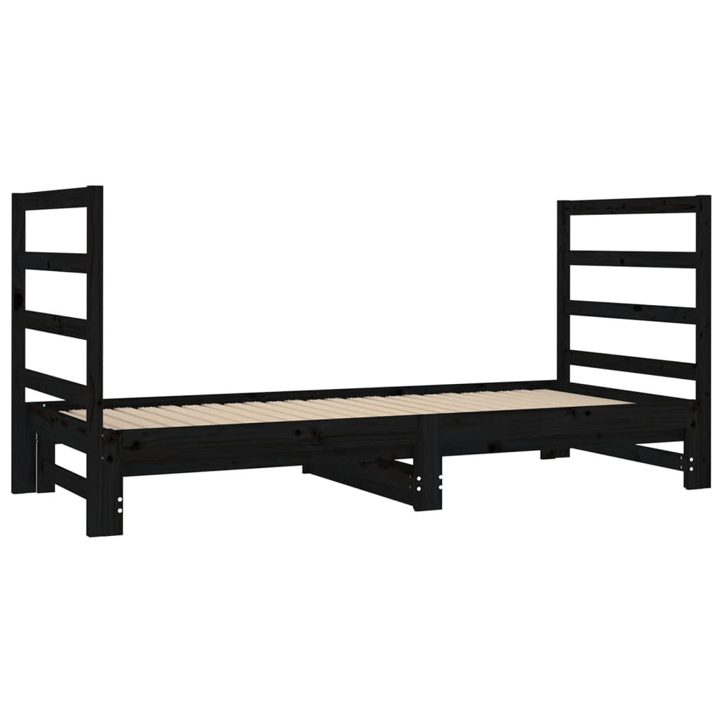 Sohvasänky ulosvedettävä musta 2x (90x190) cm täysi mänty - Sisustajankoti.fi