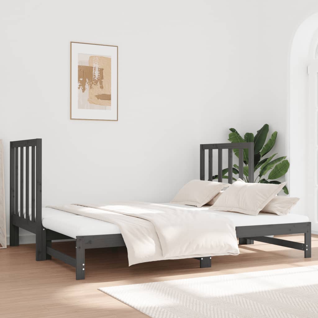 Sohvasänky ulosvedettävä harmaa 2x (90x190) cm täysi mänty - Sisustajankoti.fi