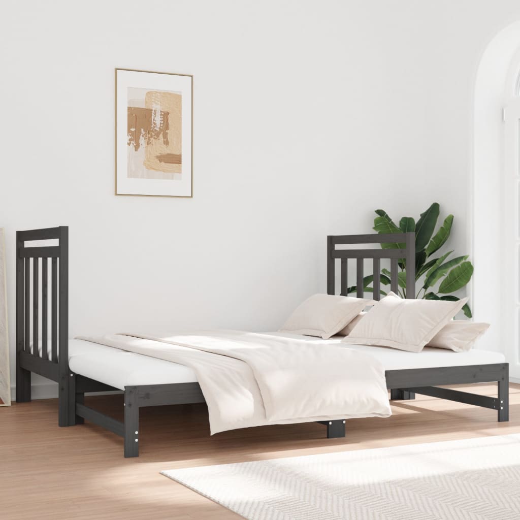 Sohvasänky ulosvedettävä harmaa 2x (90x190) cm täysi mänty - Sisustajankoti.fi