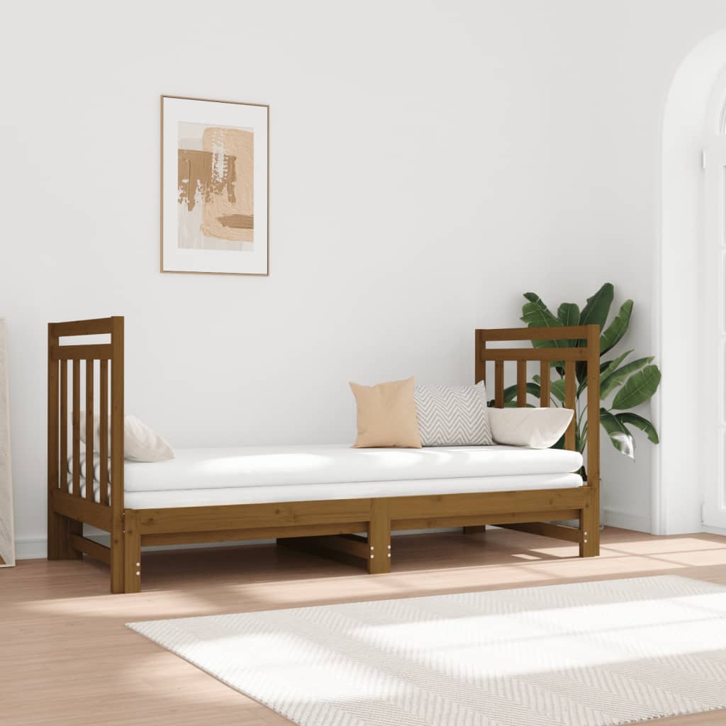 Sohvasänky ulosvedettävä hunajanrusk. 2x(90x190) cm täysi mänty - Sisustajankoti.fi