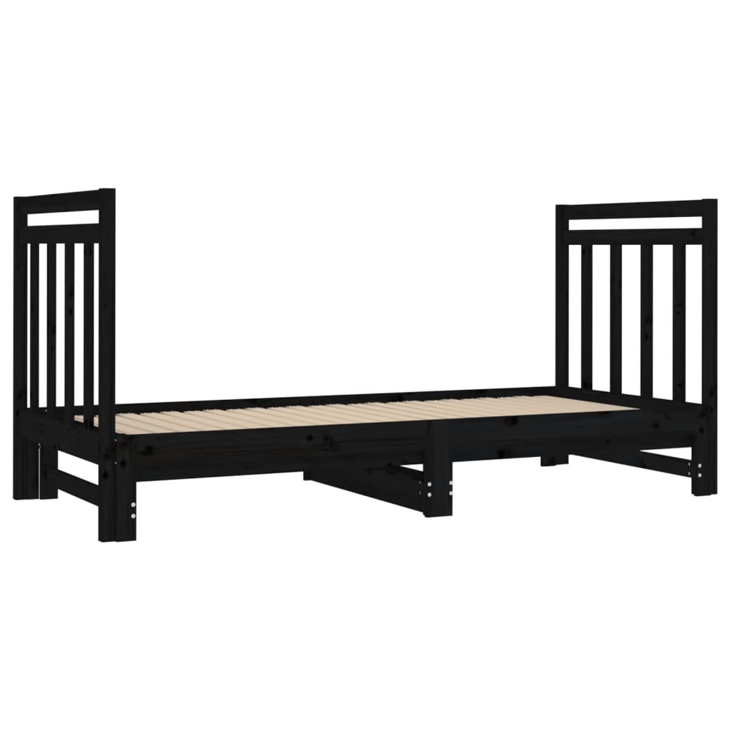 Sohvasänky ulosvedettävä musta 2x (90x190) cm täysi mänty - Sisustajankoti.fi