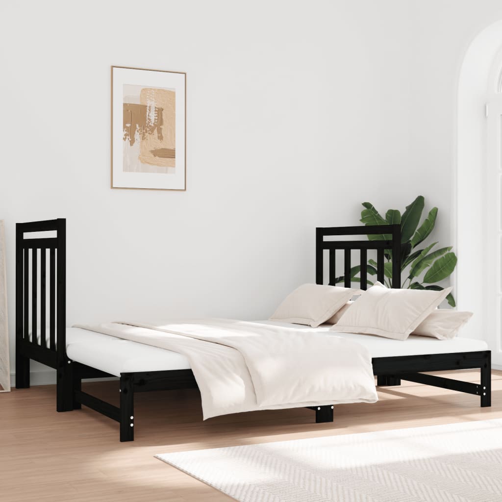 Sohvasänky ulosvedettävä musta 2x (90x190) cm täysi mänty - Sisustajankoti.fi
