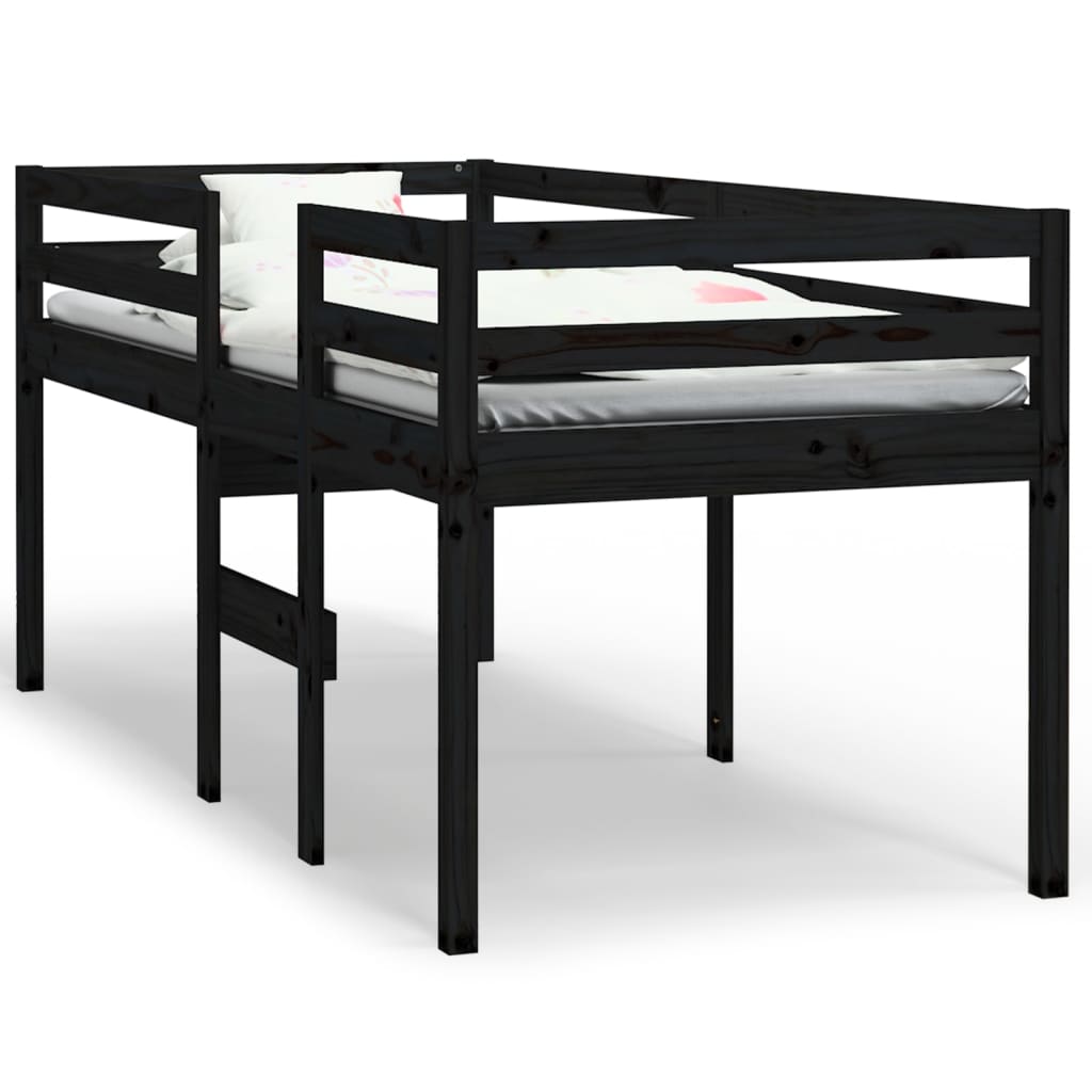 Korotettu sänky musta 90x200 cm täysi mänty - Sisustajankoti.fi