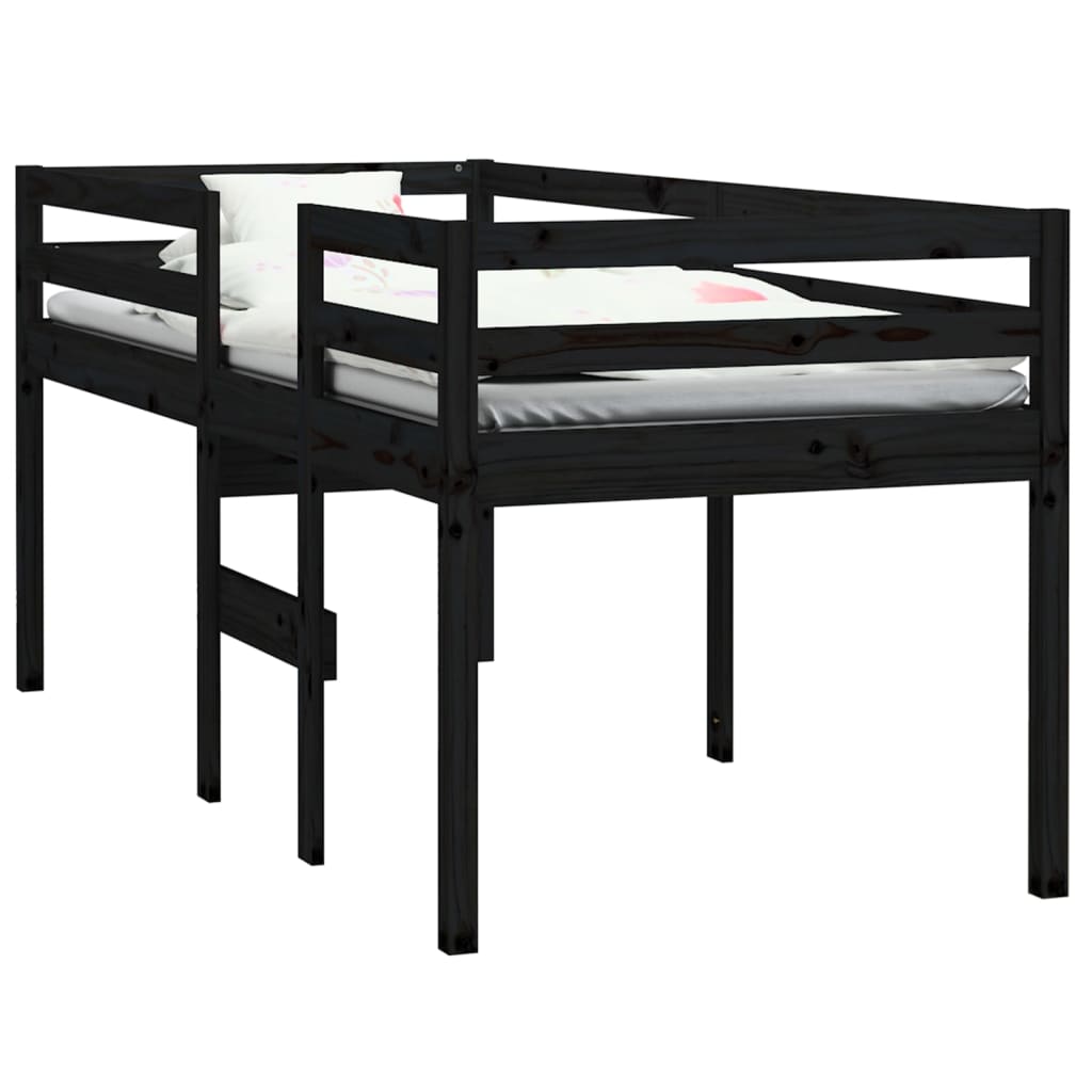 Korotettu sänky musta 90x200 cm täysi mänty - Sisustajankoti.fi