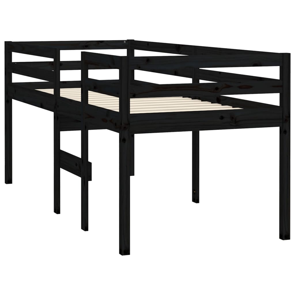 Korotettu sänky musta 90x200 cm täysi mänty - Sisustajankoti.fi