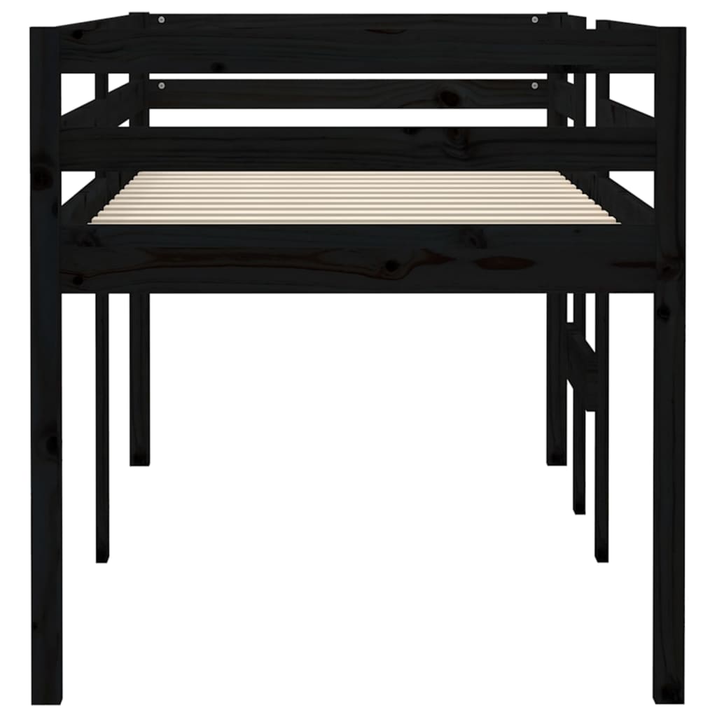 Korotettu sänky musta 90x200 cm täysi mänty - Sisustajankoti.fi