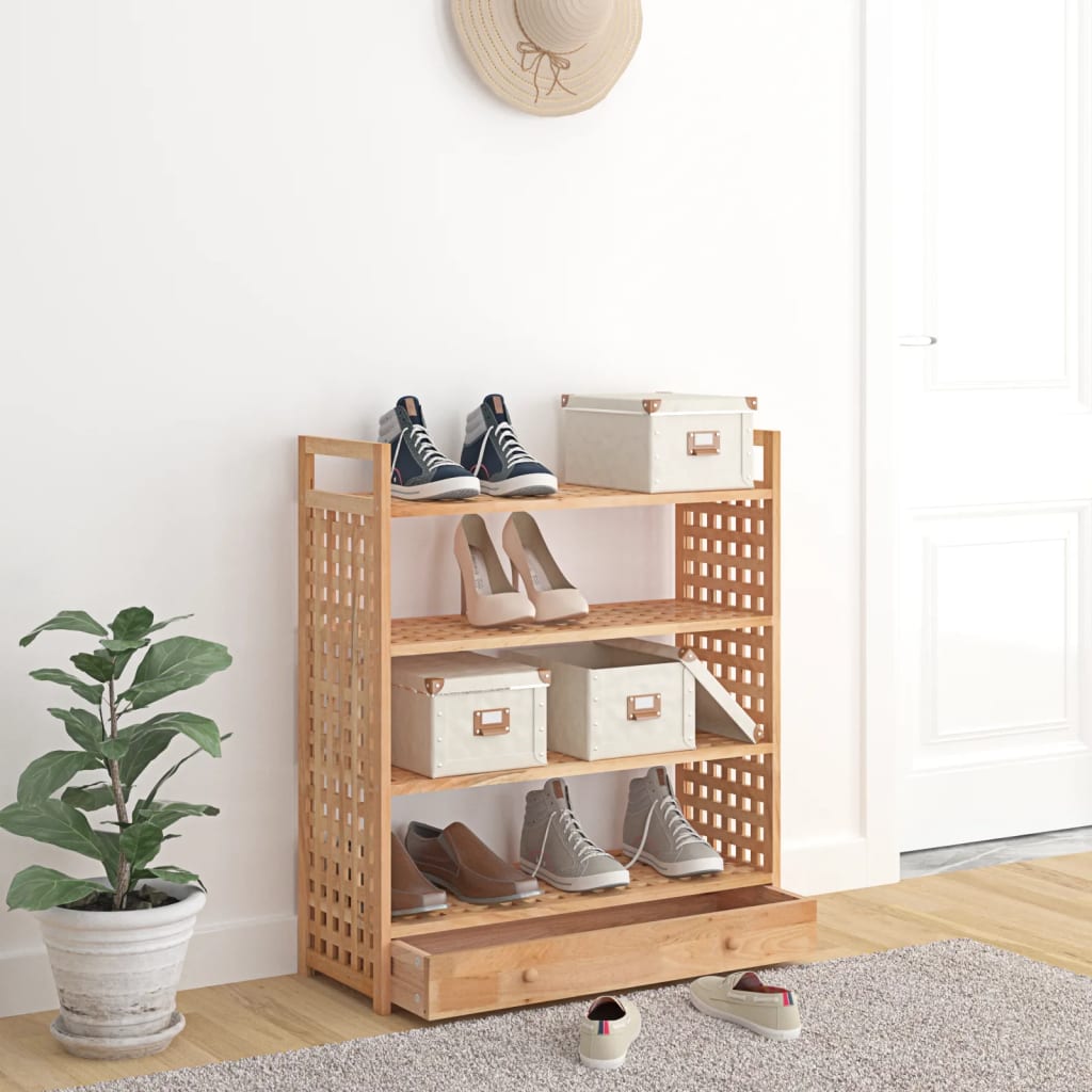 Kenkätelineet laatikolla 70x27x81 cm täysi pähkinäpuu - Sisustajankoti.fi