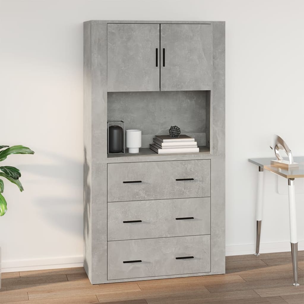 Seinäkaappi betoninharmaa 80x33x80 cm tekninen puu - Sisustajankoti.fi