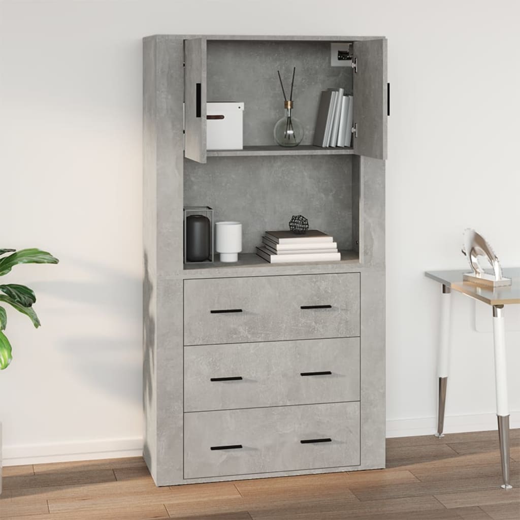 Seinäkaappi betoninharmaa 80x33x80 cm tekninen puu - Sisustajankoti.fi