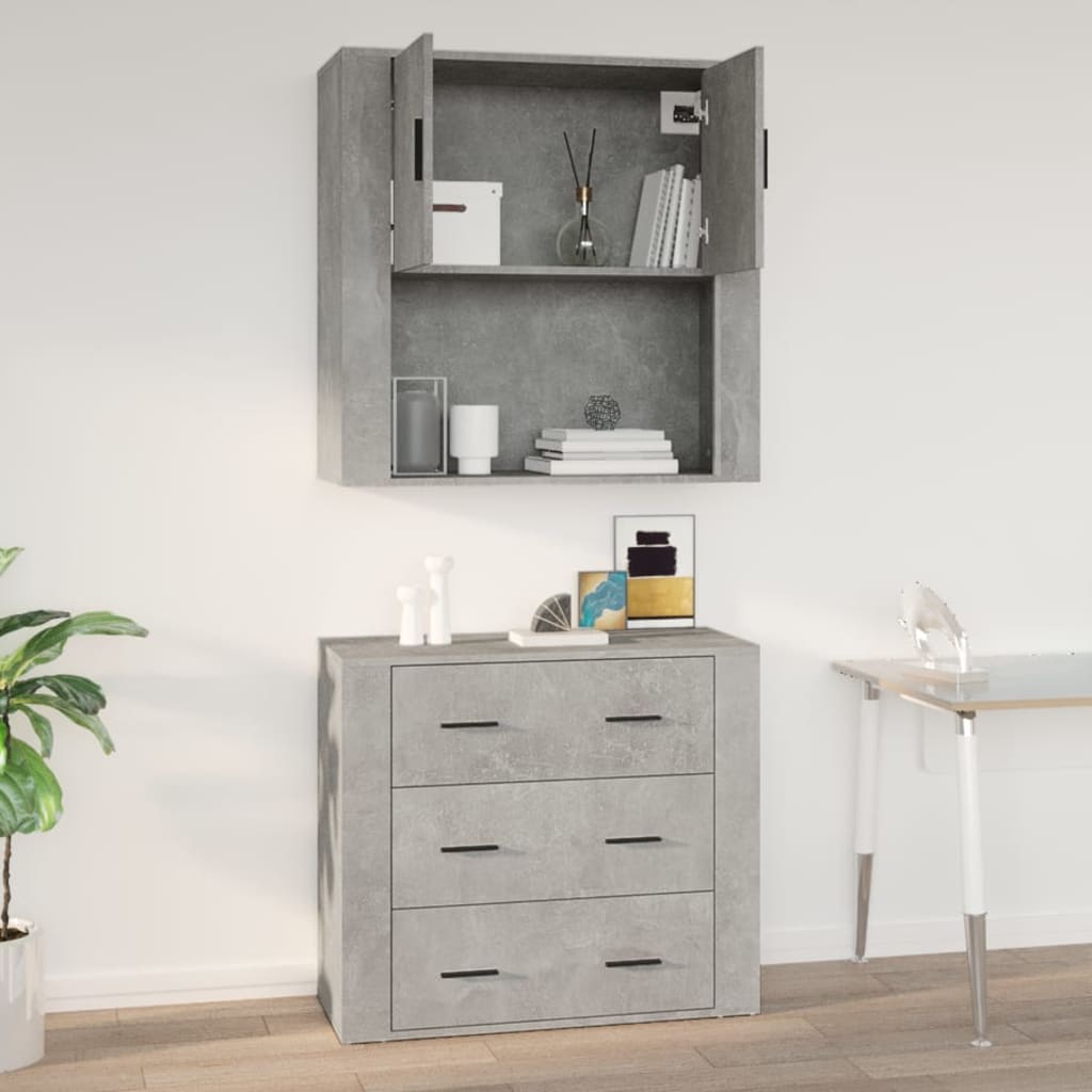 Seinäkaappi betoninharmaa 80x33x80 cm tekninen puu - Sisustajankoti.fi