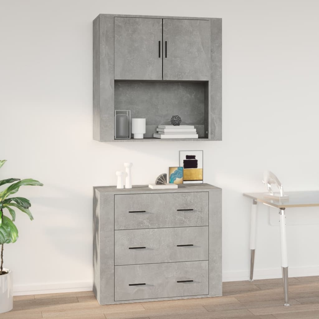 Seinäkaappi betoninharmaa 80x33x80 cm tekninen puu - Sisustajankoti.fi