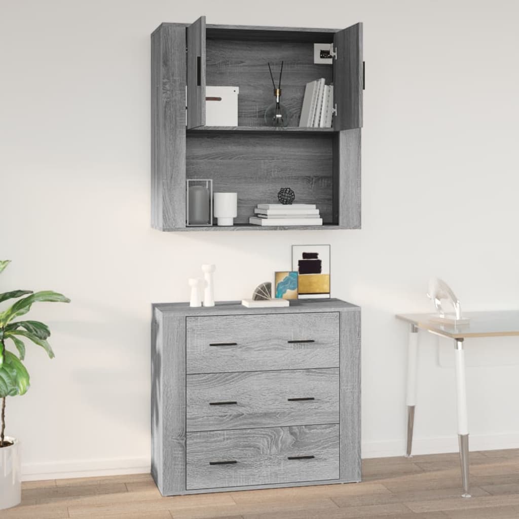 Seinäkaappi harmaa Sonoma 80x33x80 cm tekninen puu - Sisustajankoti.fi