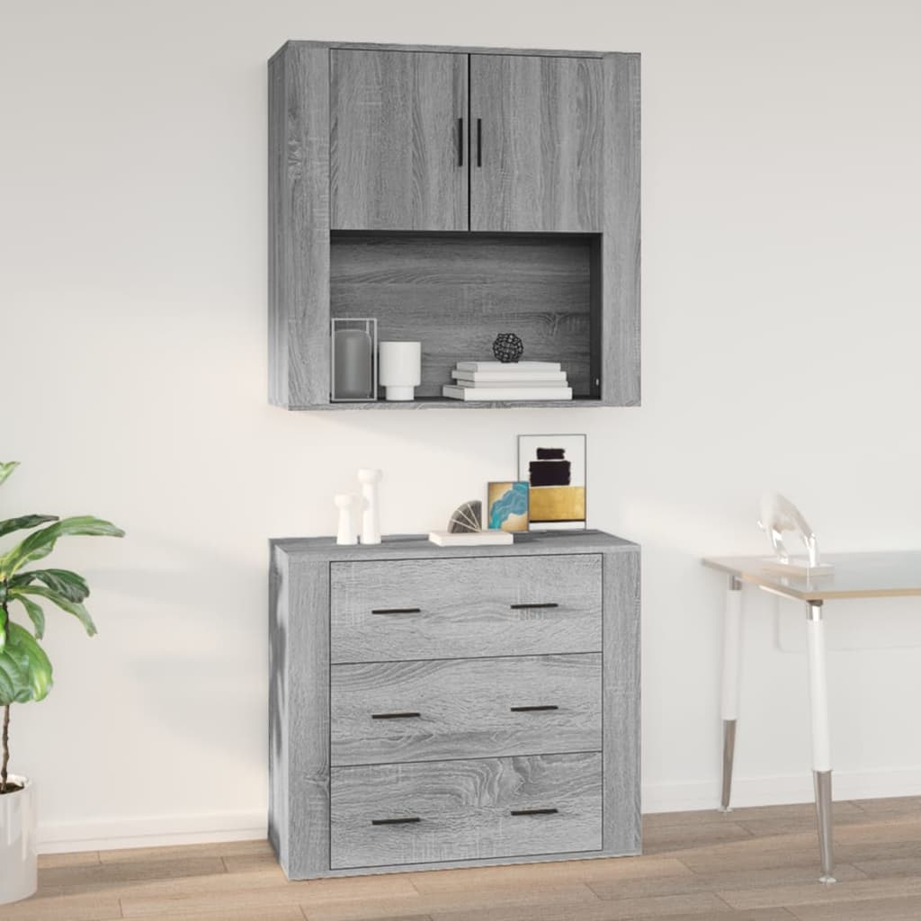 Seinäkaappi harmaa Sonoma 80x33x80 cm tekninen puu - Sisustajankoti.fi