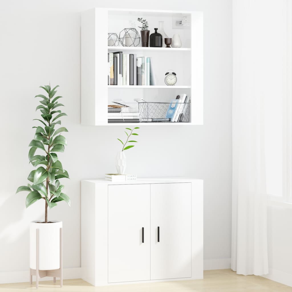 Seinäkaappi korkeakiilto valk. 80x33x80 cm tekninen puu - Sisustajankoti.fi