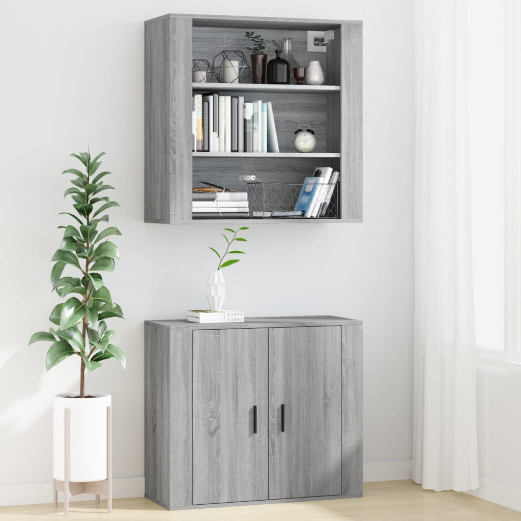 Seinäkaappi harmaa Sonoma 80x33x80 cm tekninen puu - Sisustajankoti.fi