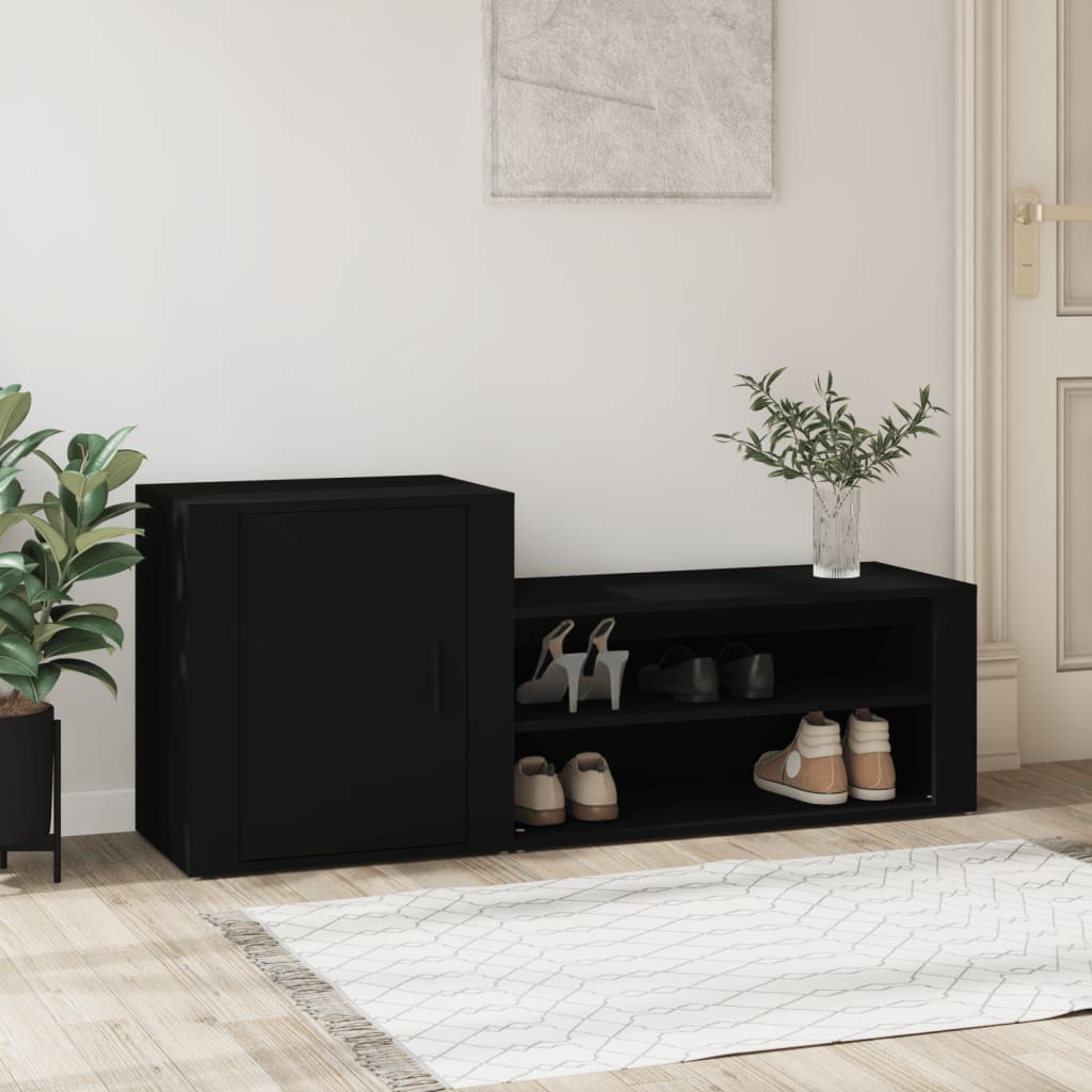 Kenkäkaappi musta 130x35x54 cm tekninen puu - Sisustajankoti.fi
