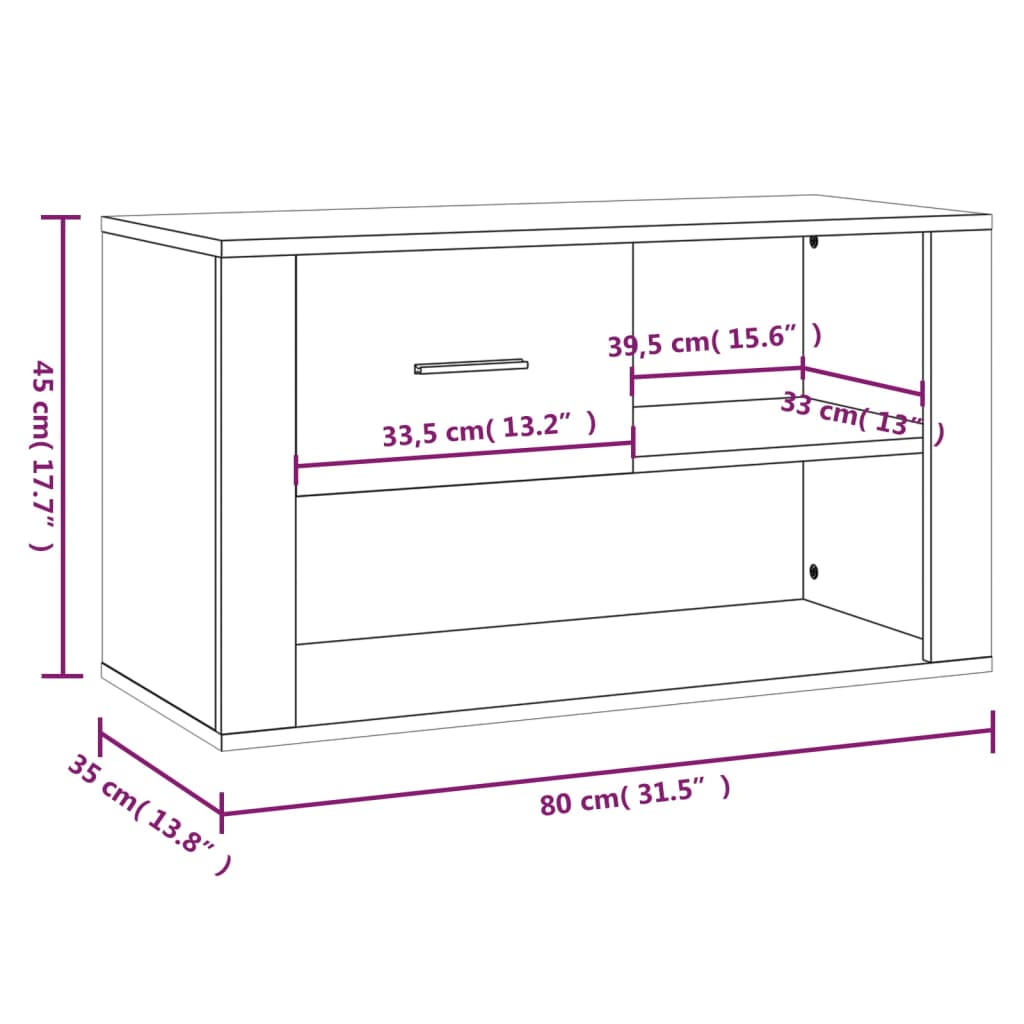 Kenkäkaappi betoninharmaa 80x35x45 cm tekninen puu - Sisustajankoti.fi