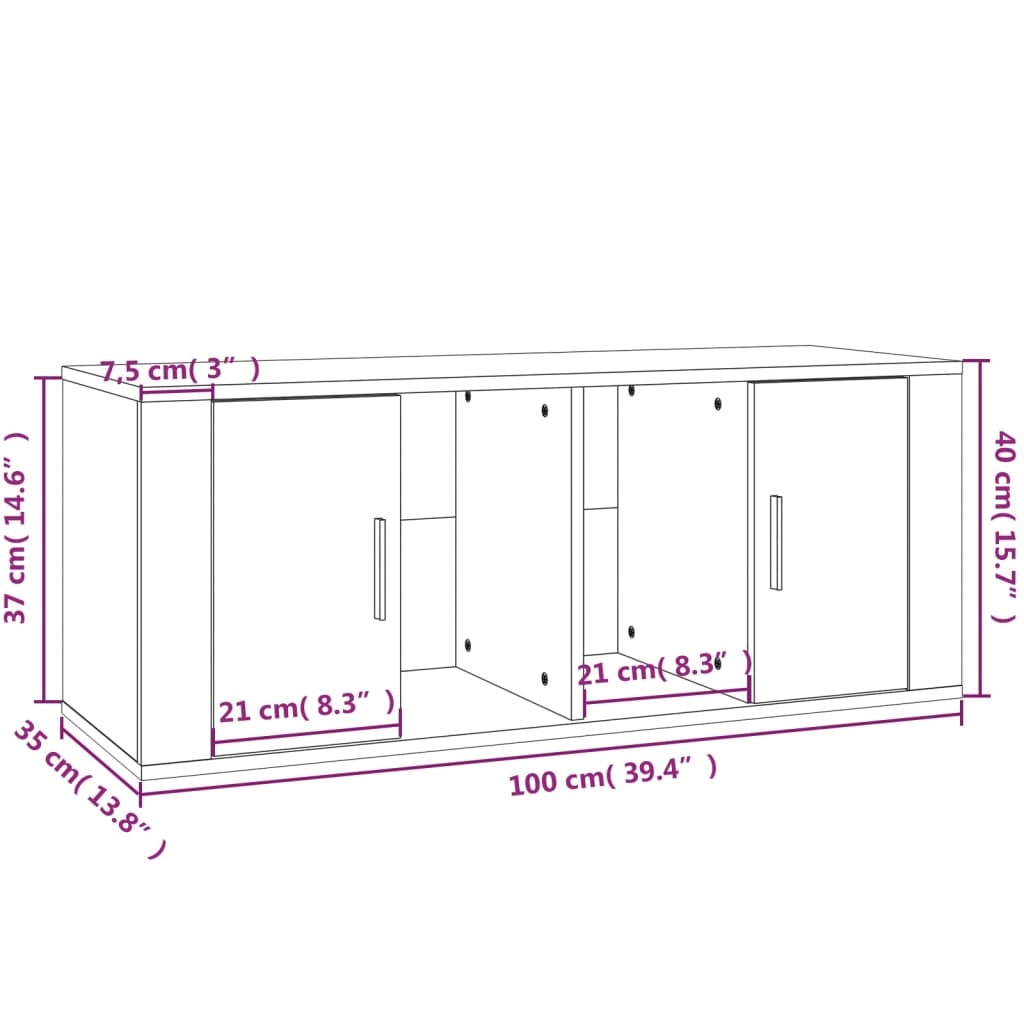 TV-taso ruskea tammi 100x35x40 cm tekninen puu - Sisustajankoti.fi