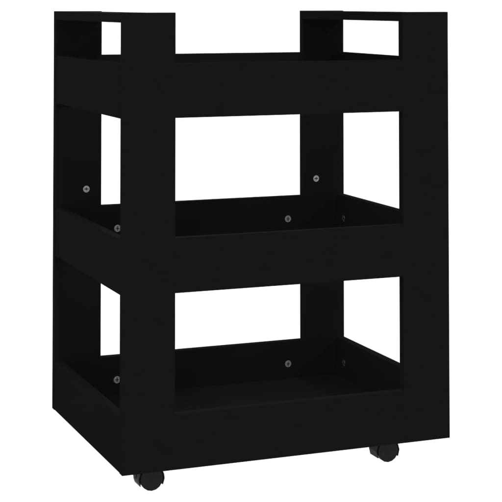 Keittiövaunu musta 60x45x80 cm tekninen puu - Sisustajankoti.fi