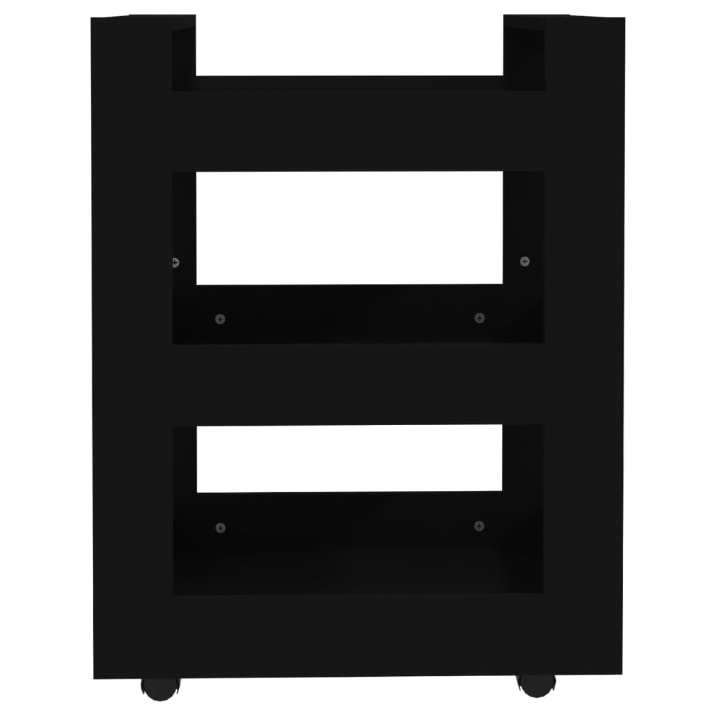 Keittiövaunu musta 60x45x80 cm tekninen puu - Sisustajankoti.fi