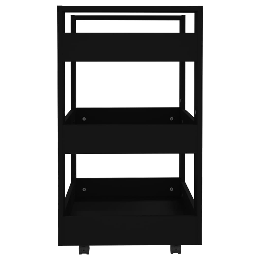 Keittiövaunu musta 60x45x80 cm tekninen puu - Sisustajankoti.fi