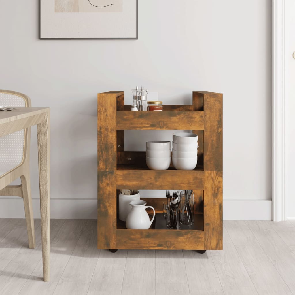 Keittiövaunu savutammi 60x45x80 cm tekninen puu - Sisustajankoti.fi
