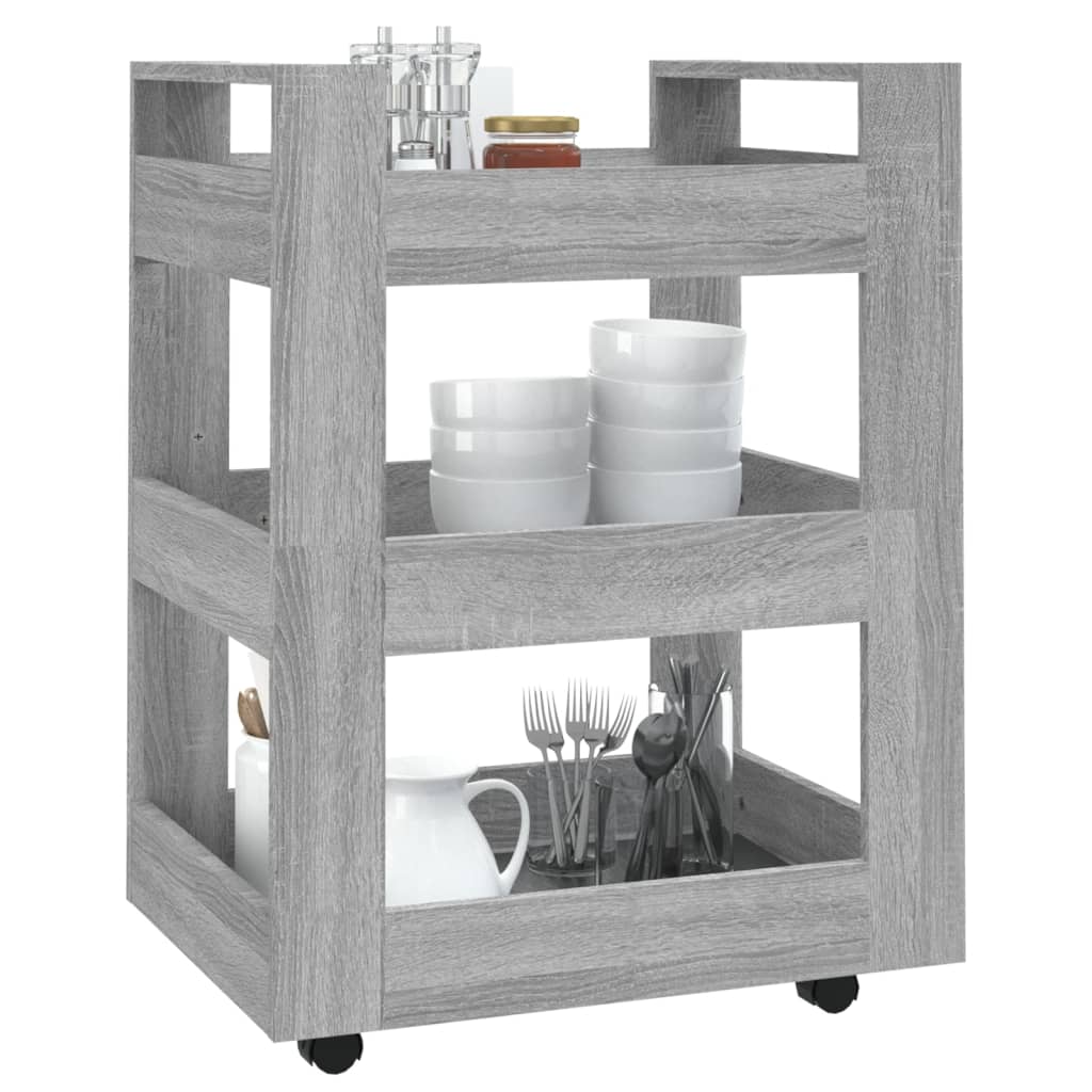 Keittiövaunu harmaa Sonoma 60x45x80 cm tekninen puu - Sisustajankoti.fi